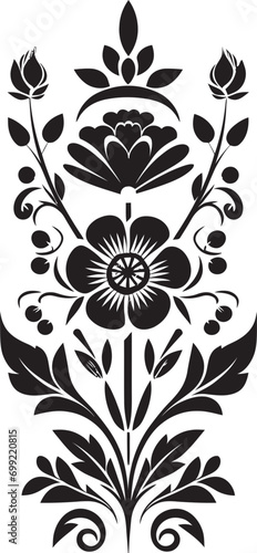Patterned Geometry Black Floral Tile Emblem Floral Lattice Geometric Tile Vector