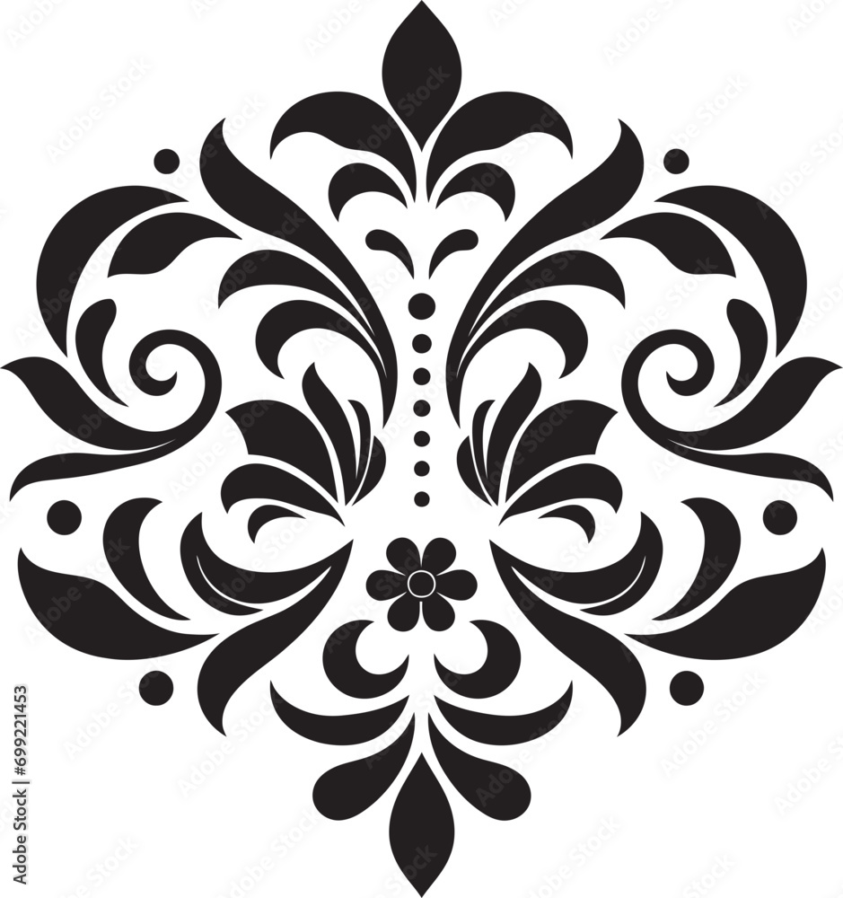 Flower Tessellations Black Emblem Design Symmetric Petal Artistry Geometric Vector Tile