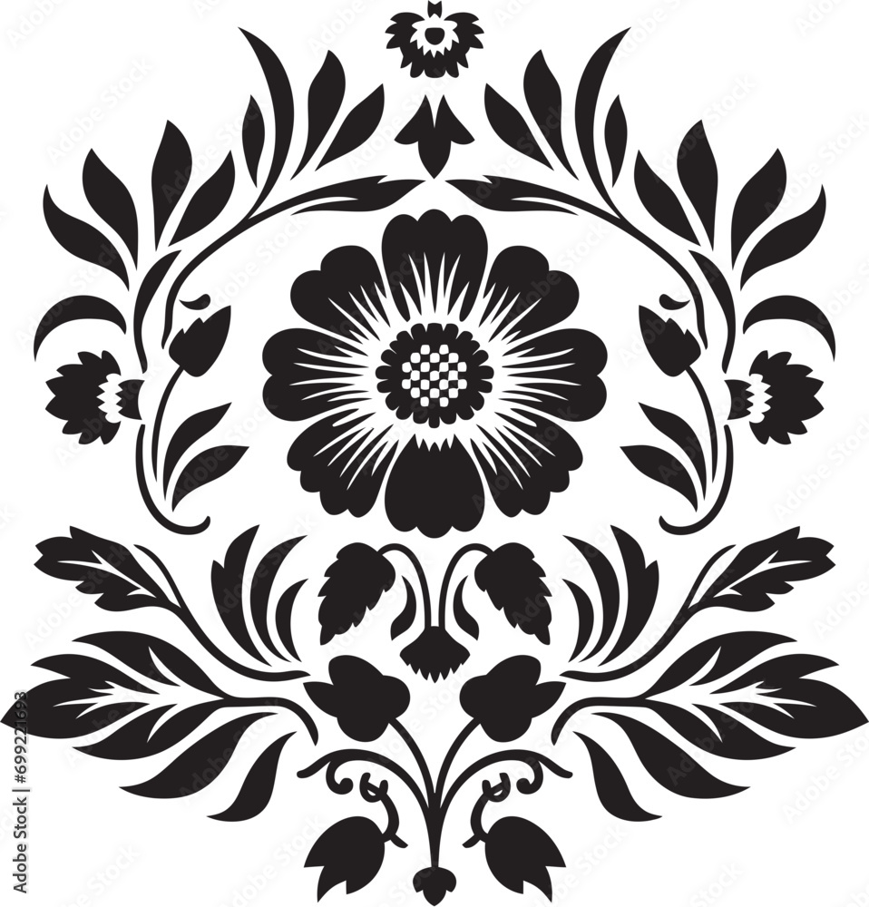 Geometric Garden Floral Tile Logo in Black Blossom Tessellations Vector Icon Design Geometric Garden Floral Tile Logo in Black Blossom Tessellations Vector Icon Design