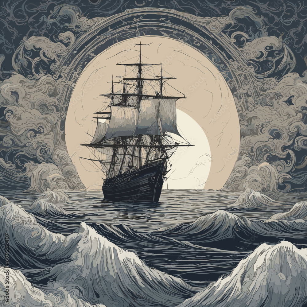 pirate ship in the sea