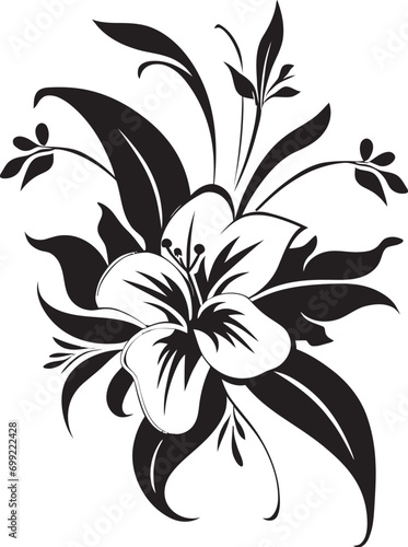 Noir Petal Reverie Black Vector Floral Icons Vintage Inked Garden Chronicles Hand Drawn Florals