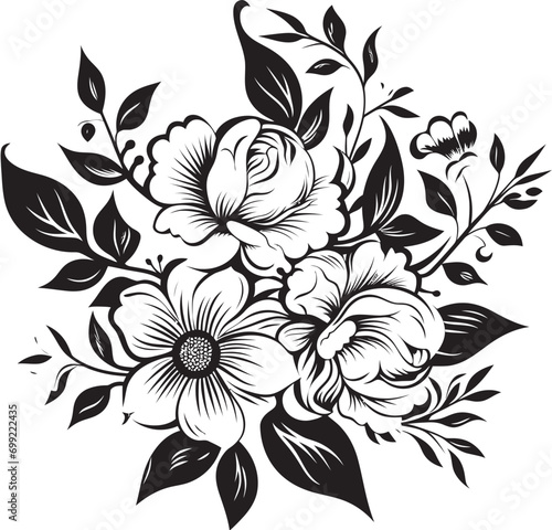 Noir Blossom Artistry Black Floral Logo Sketches Chic Inked Garden Whimsy Hand Drawn Floral Art