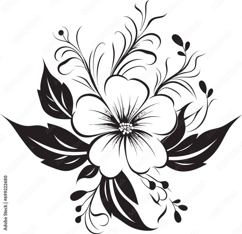 Moody Botanical Noir Inked Floral Vector Elements Graphite Bloom Studies Monochrome Hand Drawn Logo Designs