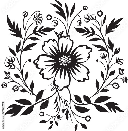 Vintage Inked Garden Chronicles Noir Vector Vectors Noir Floral Reverie Black Floral Emblem Sketches