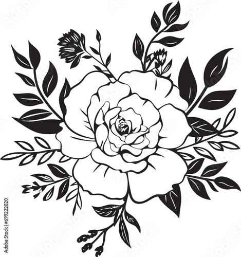 Artisanal Inked Orchids Hand Drawn Black Logo Vectors Noir Blossom Sonata Vintage Floral Iconic Design