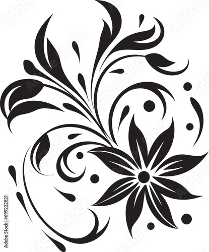Noir Blossom Sonata Vintage Floral Iconic Design Monochrome Petal Impressions Noir Vector Emblem Sketches