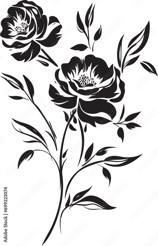 Chic Inked Orchids Hand Drawn Floral Logo Sketches Noir Blossom Sonata Noir Vector Icon Design Elements