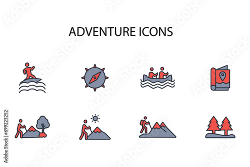 Adventure icon set.vector.Editable stroke.linear style sign for use web design,logo.Symbol illustration.