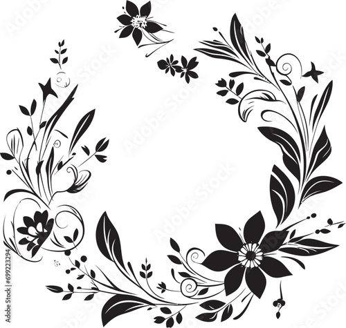 Noir Blossom Sonata Intricate Vector Logo Sketches Monochrome Petal Impressions Whimsical Hand Drawn Florals