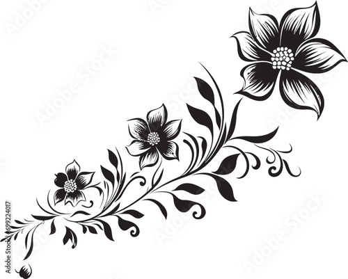 Noir Blossom Reverie Graphite Hand Drawn Logo Sketches Whimsical Inked Flora Moody Black Iconic Chronicles