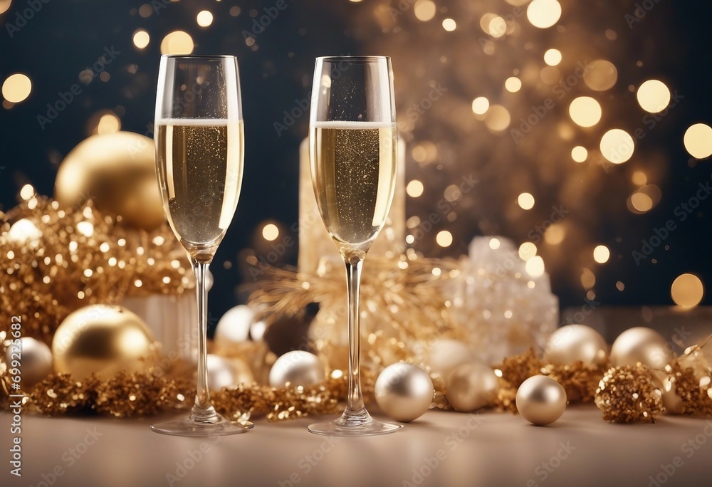 HAPPY NEW YEAR 2024 celebration holiday greeting card background banner panorama - Champagne or spa HAPPY NEW YEAR 2024 celebration holiday greeting card background banner panorama - Champagne or spa