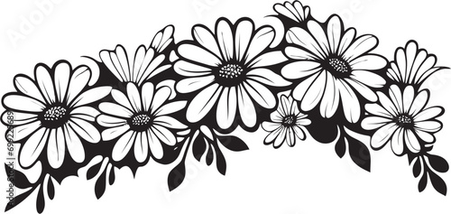 Intriguing Botanical Illustration Iconic Vector Harmonious Hand Drawn Composition Black Vector