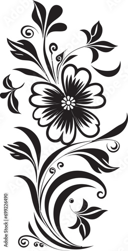 Noir Floral Chic Vector Logo Design Artistic Petal Intricacy Black Icon