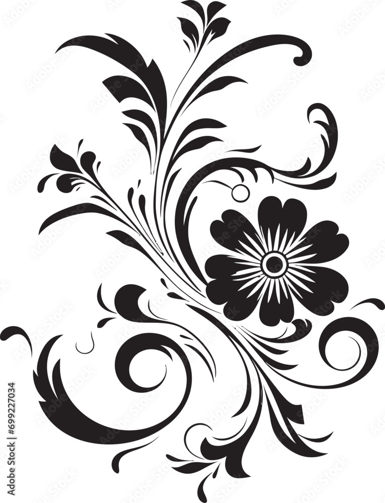 Regal Handcrafted Blossoms Vector Logo Design Dynamic Botanical Impressions Black Logo Icon