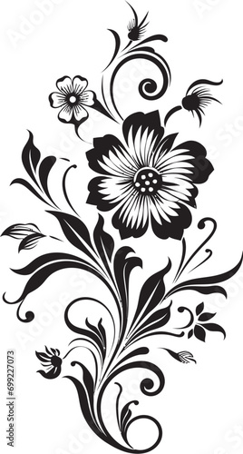 Sleek Floral Silhouettes Black Vector Icon Enchanting Handcrafted Foliage Iconic Logo Symbol