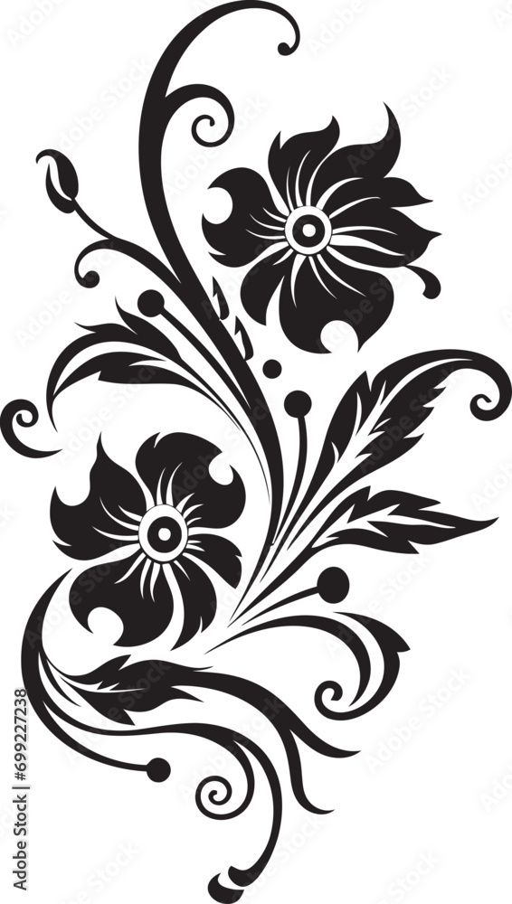 Exquisite Handcrafted Blooms Vector Logo Design Flowing Botanical Silhouettes Black Logo Icon