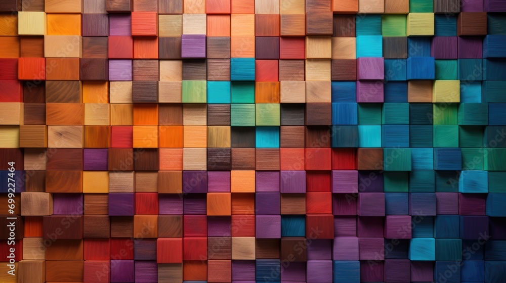 Spectrum of stacked multi-colored wooden blocks Spectrum of stacked multi-colored wooden blocks