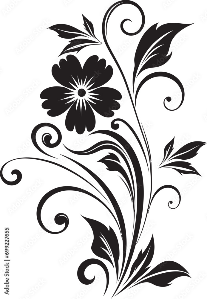 Mystical Botanical Charm Hand Drawn Vector Emblem Elegant Noir Blossoms Handcrafted Black Vector Icon Mystical Botanical Charm Hand Drawn Vector Emblem Elegant Noir Blossoms Handcrafted Black Vector Icon