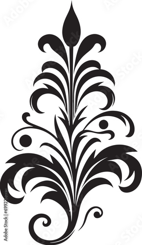 Whimsical Floral Elegance Black Iconic Emblem Design Vintage Botanical Silhouette Hand Drawn Vector Icon © BABBAN