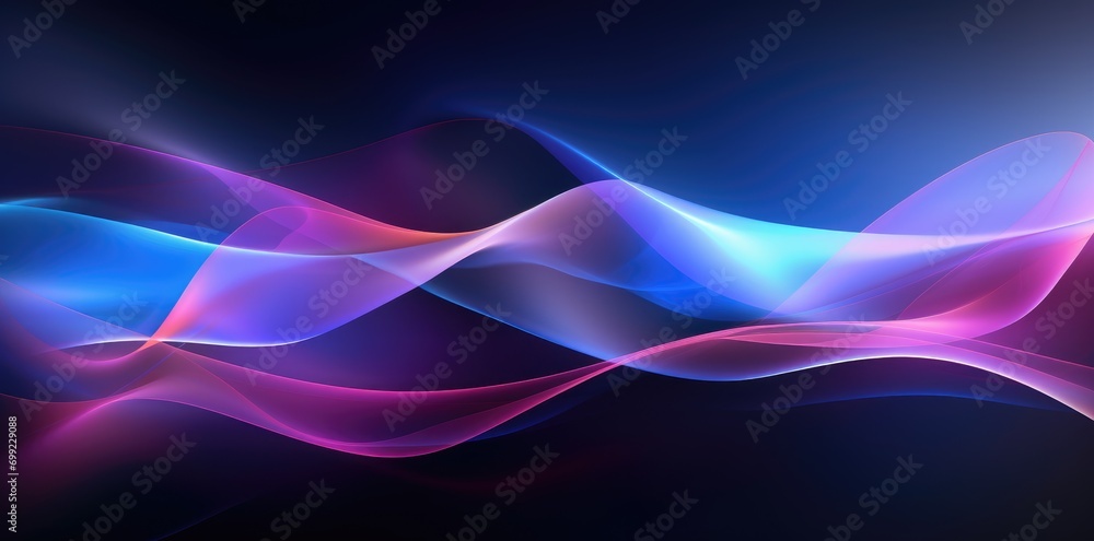 Fototapeta premium A blue and pink wave of light on a black background
