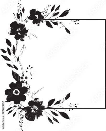 Minimalistic Floral Abstraction Iconic Black Design Sleek Handcrafted Blooms Minimalist Emblem