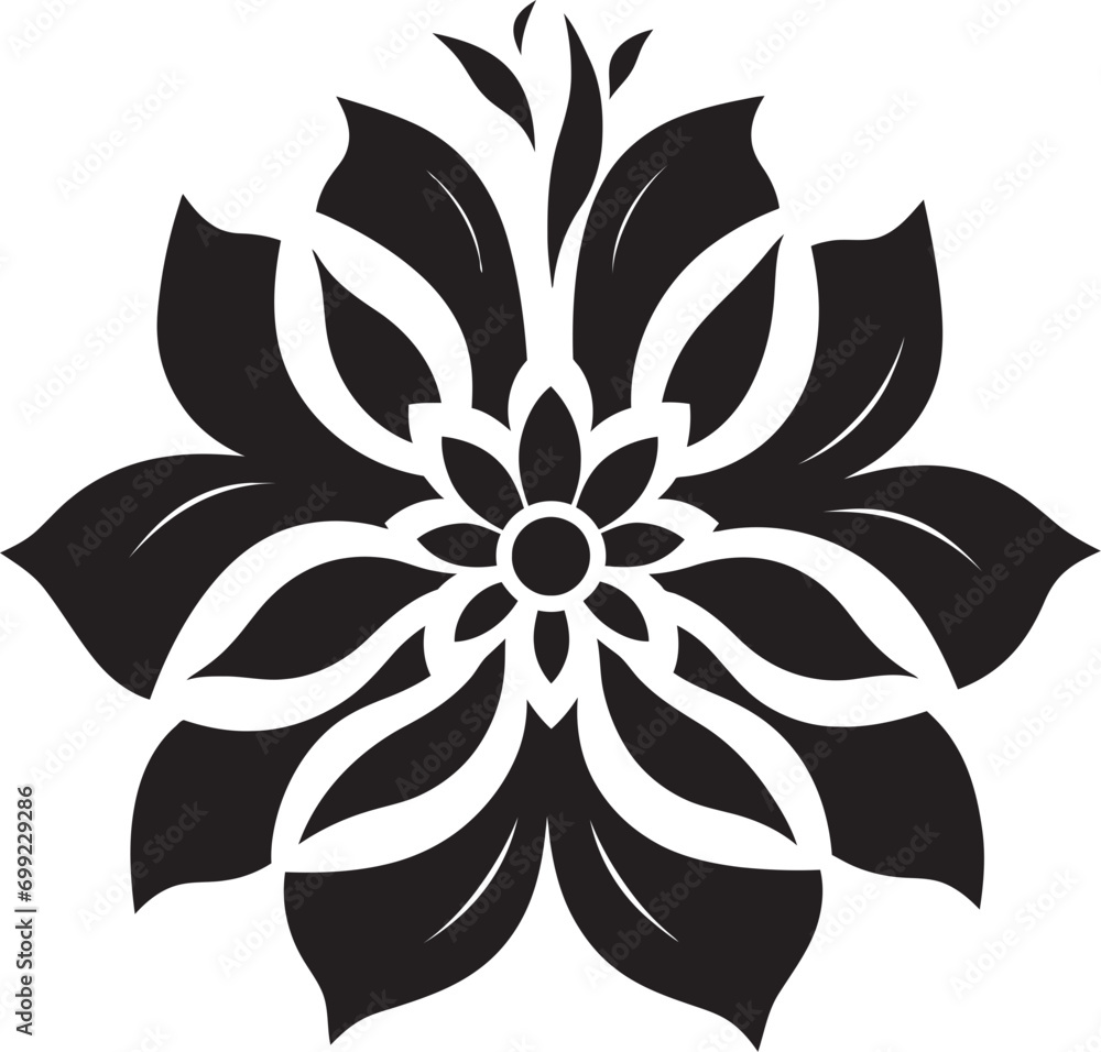 Chic Single Bloom Black Artistic Emblem Clean Artistic Whirl Simple Black Vector
