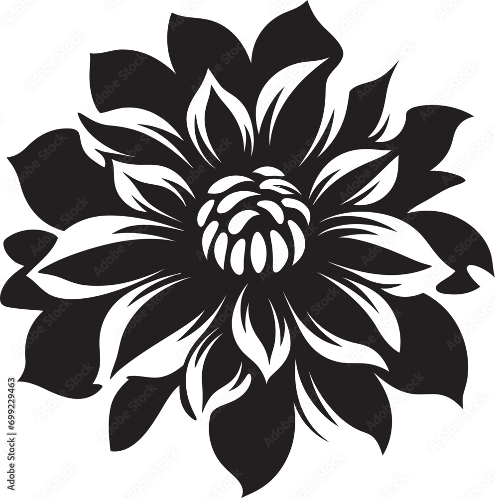Whimsical Single Bloom Artistic Logo Design Graceful Floral Minimalism Black Vector Icon Whimsical Single Bloom Artistic Logo Design Graceful Floral Minimalism Black Vector Icon