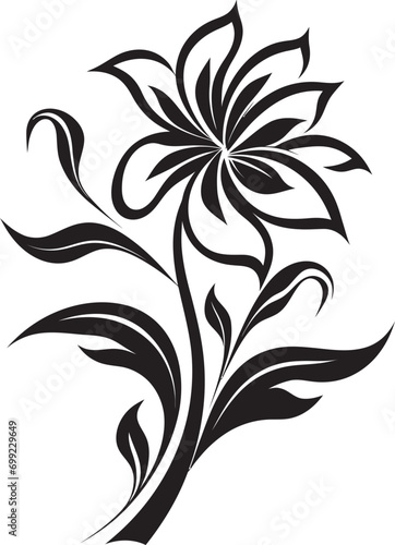 Clean Petal Sketch Minimal Hand Drawn Emblem Sleek Floral Essence Single Black Vector Icon