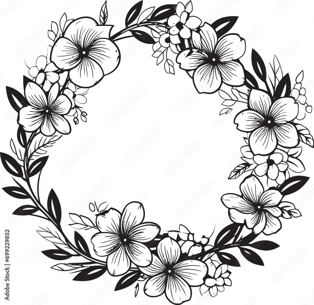 Elegant Wedding Wreath Artistic Vector Design Graceful Floral Ring Black Wreath Emblem Elegant Wedding Wreath Artistic Vector Design Graceful Floral Ring Black Wreath Emblem