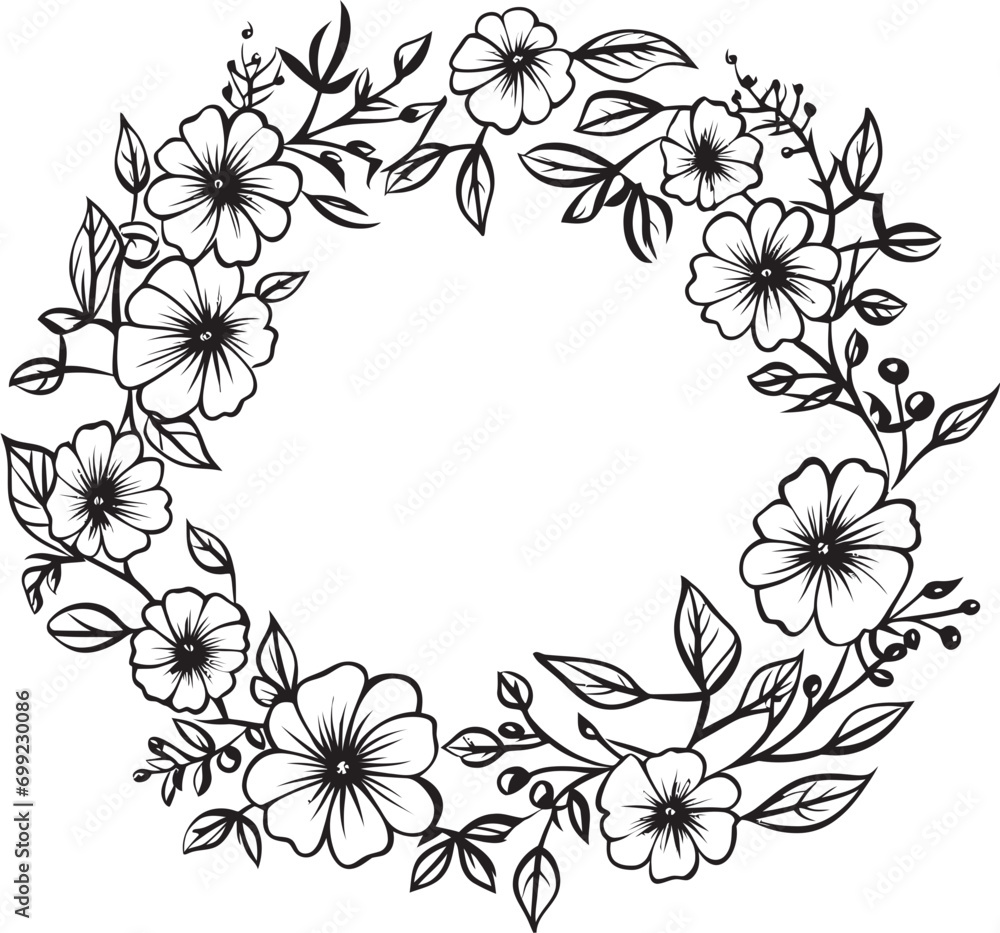 Artistic Wreath Detail Elegant Vector Logo Element Minimalist Wedding Florals Black Iconic Emblem Artistic Wreath Detail Elegant Vector Logo Element Minimalist Wedding Florals Black Iconic Emblem