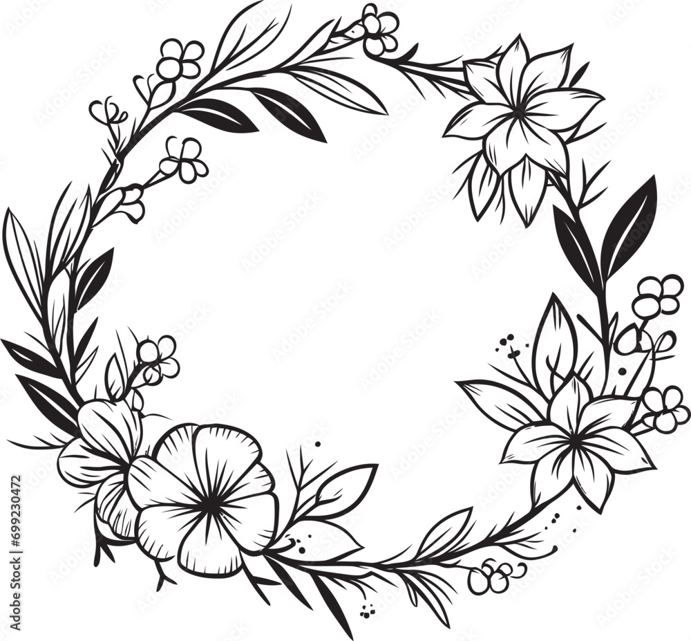 custom made wallpaper toronto digitalWhimsical Wedding Flower Elegant Black Emblem Modern Floral Wreath Artistic Vector Logo