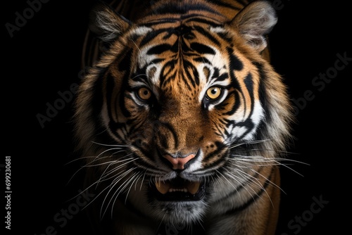 A close up of a tiger on a black background © pham