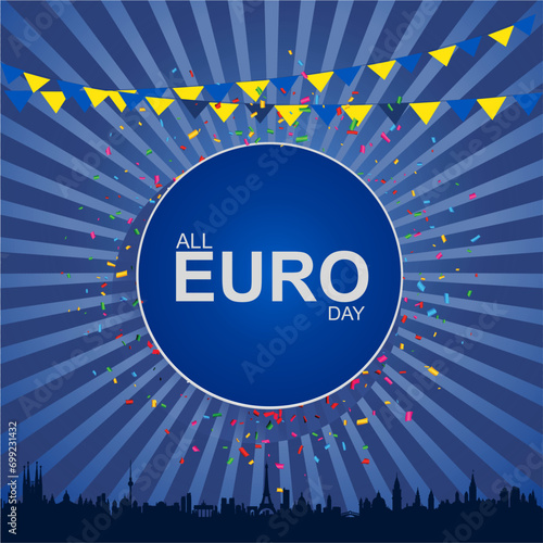Vector illustration Euro Day is celebrated every new year, January 1