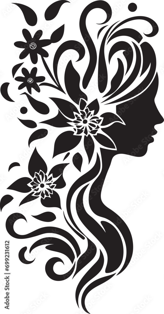 Clean Petal Beauty Hand Drawn Woman Emblem Whimsical Feminine Radiance Vector Icon