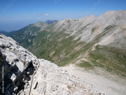 Koncheto ridge in the Pirin Mountains in Bulgaria