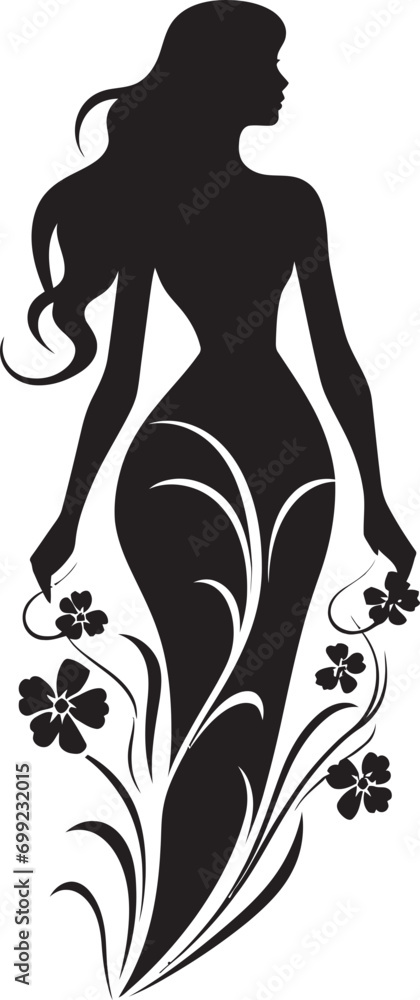 Modern Flowered Persona Black Woman Emblem Artistic Floral Attire Elegant Vector Emblem Modern Flowered Persona Black Woman Emblem Artistic Floral Attire Elegant Vector Emblem