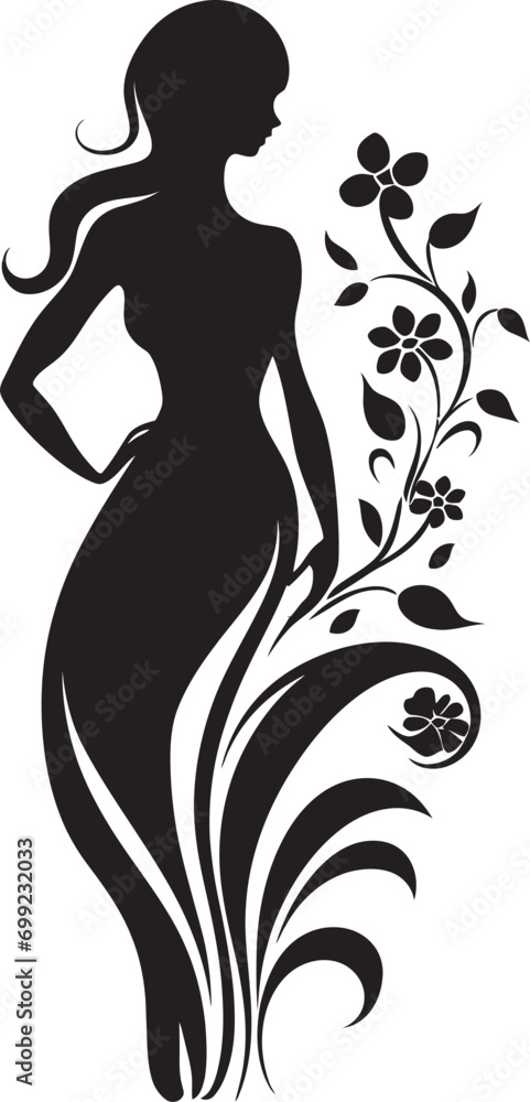 Artistic Floral Attire Elegant Vector Emblem Minimalist Bloom Fusion Black Woman Design Artistic Floral Attire Elegant Vector Emblem Minimalist Bloom Fusion Black Woman Design