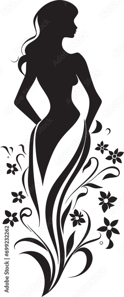 Modern Flowered Persona Black Woman Emblem in Full Bloom Artistic Floral Attire Elegant Vector Woman Blossom Icon Modern Flowered Persona Black Woman Emblem in Full Bloom Artistic Floral Attire Elegant Vector Woman Blossom Icon