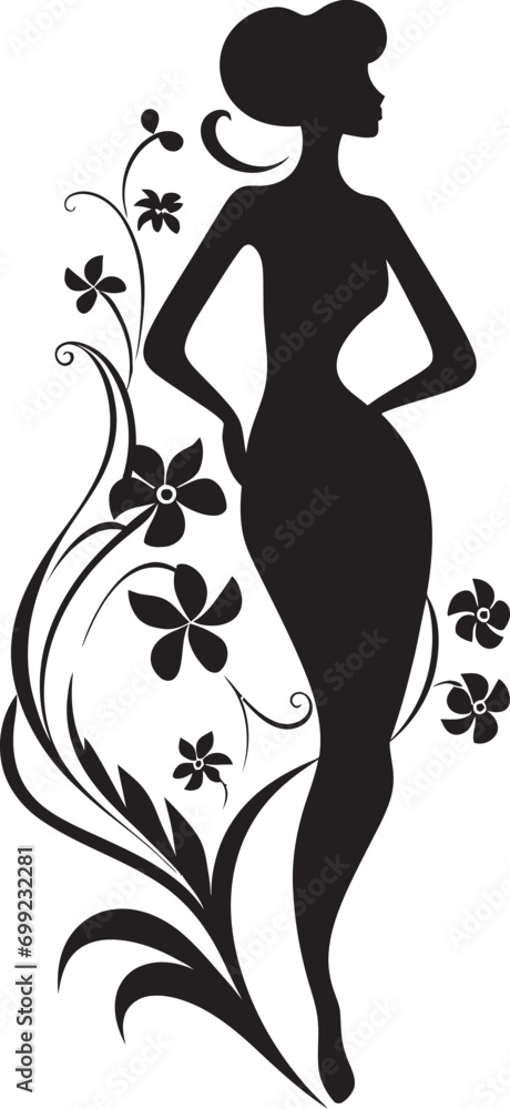 Clean Floral Couture Black Hand Drawn Woman in Bloom Whimsical Petal Radiance Vector Woman in Floral Splendor Clean Floral Couture Black Hand Drawn Woman in Bloom Whimsical Petal Radiance Vector Woman in Floral Splendor