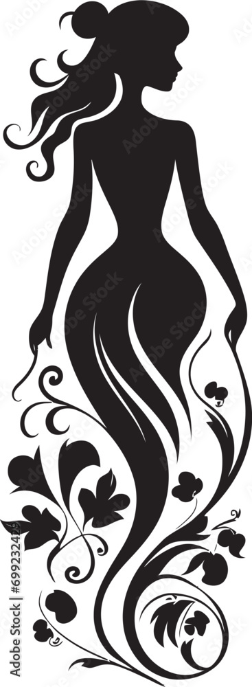 Abstract Flora Fusion Black Artistic Face Emblem Elegant Floral Fusion Black Vector Woman Emblem Abstract Flora Fusion Black Artistic Face Emblem Elegant Floral Fusion Black Vector Woman Emblem