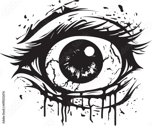 Demonic Zombie Eyeball Creepy Black Icon Chilling Undead Glance Black Zombie Eye Logo