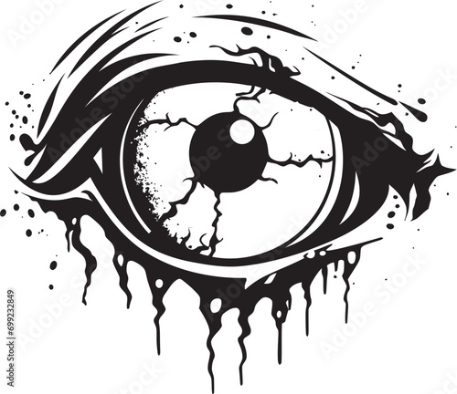Menacing Unearthly Eye Creepy Black Icon Haunted Zombie Look Vector Scary Eye Emblem