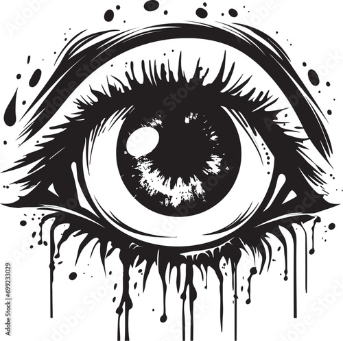 Menacing Unearthly Eye Creepy Black Icon Haunted Zombie Look Vector Scary Eye Emblem