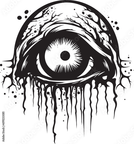 Chilling Zombie Vision Black Vector Eye Design Menacing Unearthly Eye Creepy Black Icon