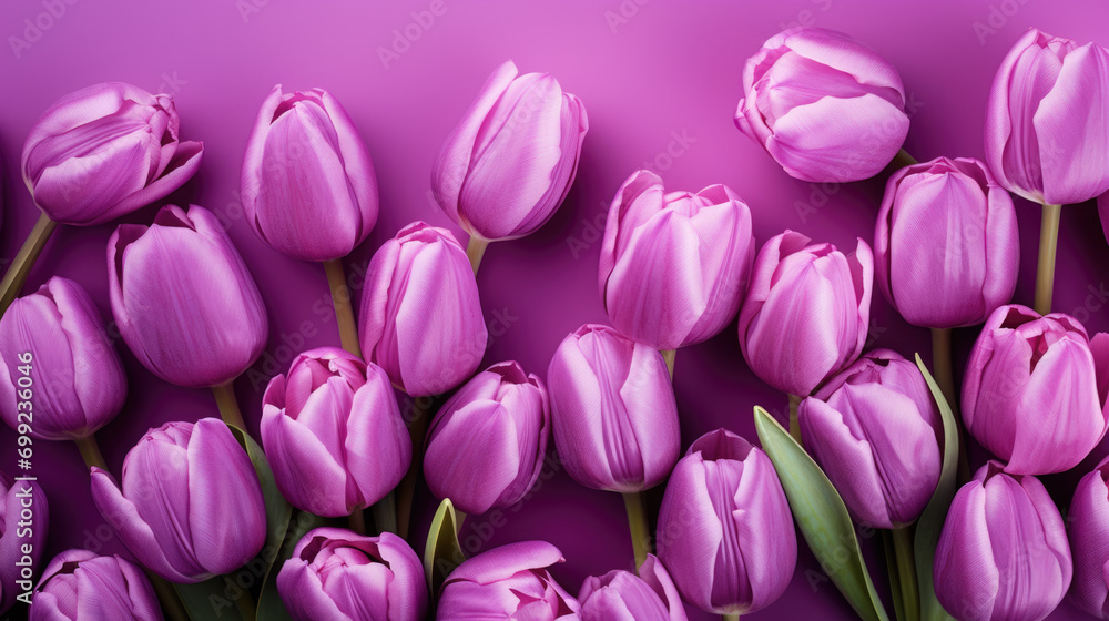 Fototapeta premium Vibrant Purple Tulips in Full Bloom