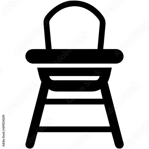 Baby high chair with a removable tray vektor icon illustation photo