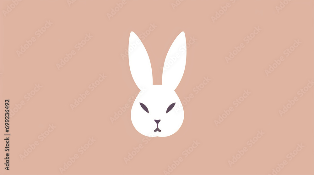 Fototapeta premium Outlined Minimalistic Illustration of a Bunny's Head with Long Ears, Capturing the Essence of Easter in a Minimalist Style, Easter