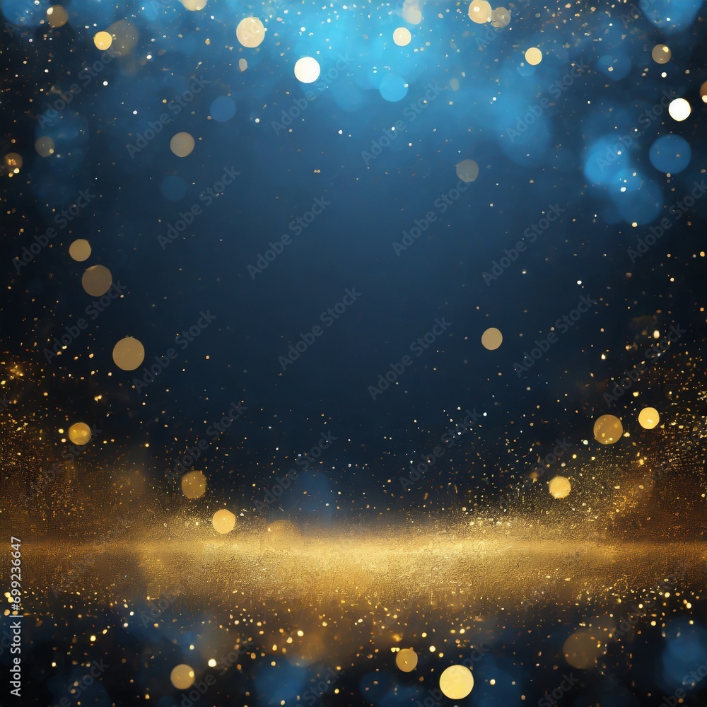Fototapeta premium blue and gold particle abstract bokeh background