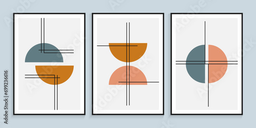 Minimalist primitive semicircles wall art framed poster
