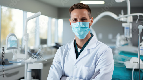 Portrait of male dentist in clinic
